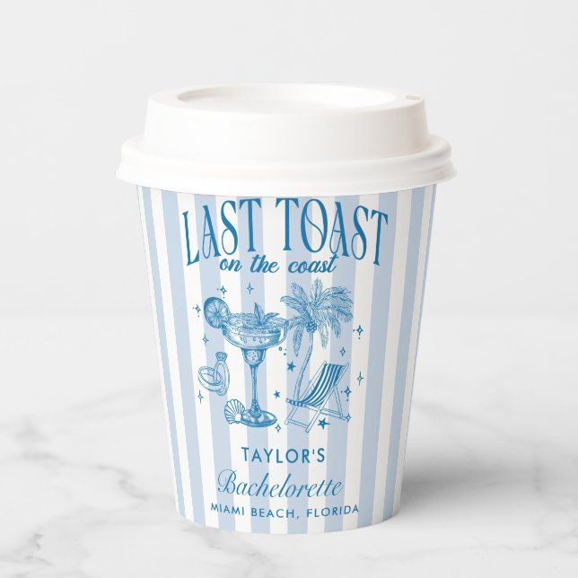 Vasos De Papel Fiesta de Despedida Costera Cóctel Moderno Azul (Anverso)