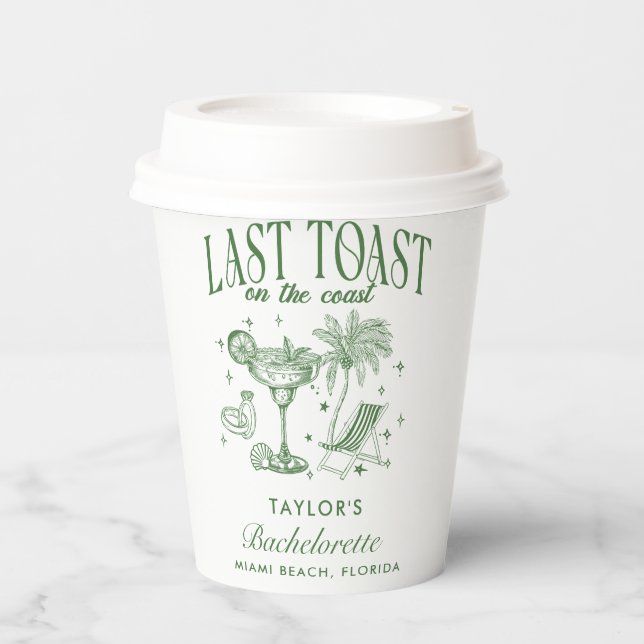 Vasos De Papel Fiesta de Despedida Costera Moderna Cóctel Verde (Anverso)