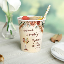 Vasos De Papel Fiesta de Despedida de Soltera Boho Terracota Flor