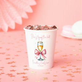 Vasos De Papel Fiesta de Despedida de Soltera con Lazo Rosa Coque