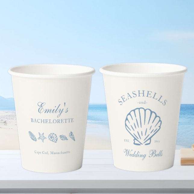 Vasos De Papel Fiesta de Despedida de Soltera Conchas y Campanas  (Subido por el creador)