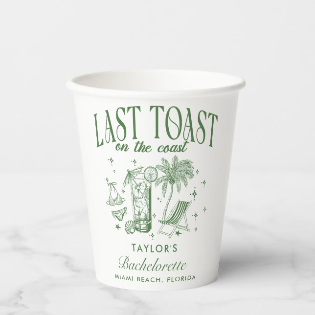 Vasos De Papel Fiesta de Despedida de Soltera Costera Moderna Ver (Anverso)