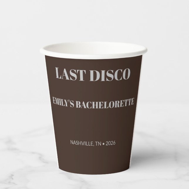 Vasos De Papel Fiesta de Despedida de Soltera de la Última Disco  (Anverso)