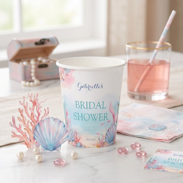 Vasos De Papel Fiesta de Despedida de Soltera de Sirena Océano Ac (Subido por el creador)