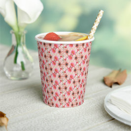 Vasos De Papel Fiesta de Despedida de Soltera Floral en Rosa Rega