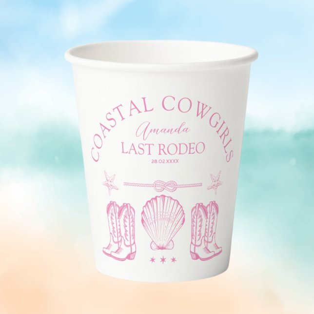 Vasos De Papel Fiesta de Despedida de Soltera Náutica de Vaquera  (Coastal Cowgirl Nautical Beach Bachelorette Party Paper Cups
)