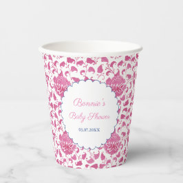 Vasos De Papel Fiesta de ducha de novia preppy rosa chinoiserie