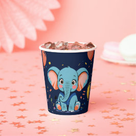 Vasos De Papel Fiesta de Elefante Bebé Azul Baby Shower