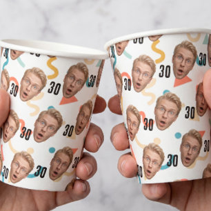 Vasos De Papel Fiesta de Foto Personalizada Cara Divertida