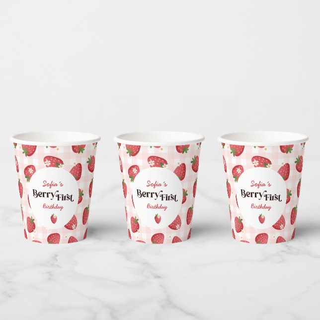Vasos De Papel Fiesta de Fresa Dulce Primera Vez (Multi)