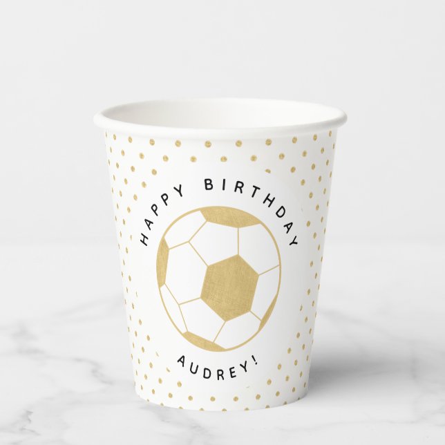 Vasos De Papel Fiesta de fútbol Deportes nombre personalizado en  (Anverso)