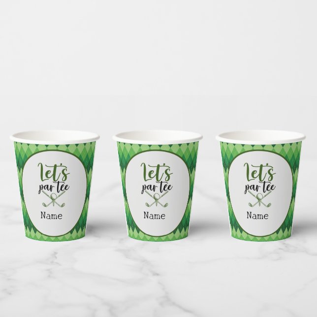 Vasos De Papel Fiesta de Golf Verde Argyle (Multi)