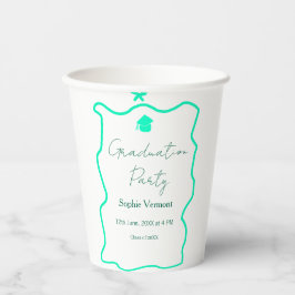 Vasos De Papel fiesta de graduación con lazo de borde español ver
