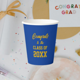 Vasos De Papel Fiesta de Graduación de Colores Escolares Azul Rea