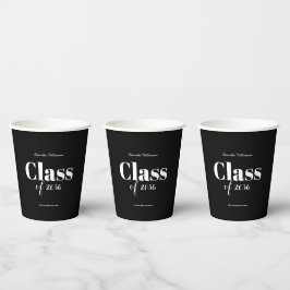 Vasos De Papel Fiesta de Graduación Elegante en Blanco y Negro Pe