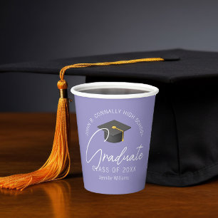 Vasos De Papel Fiesta de Graduación Personalizada Elegante Lavand