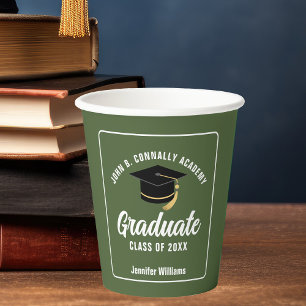 Vasos De Papel Fiesta de graduación personalizada verde del ejérc
