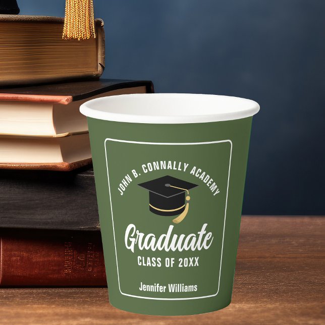Vasos De Papel Fiesta de graduación personalizada verde del ejérc (Subido por el creador)