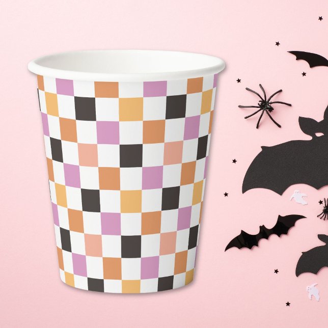 Vasos De Papel Fiesta de Halloween Coquette a Cuadros (Subido por el creador)