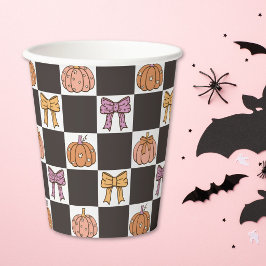 Vasos De Papel Fiesta de Halloween Coquette Chica Lazo de Calabaz