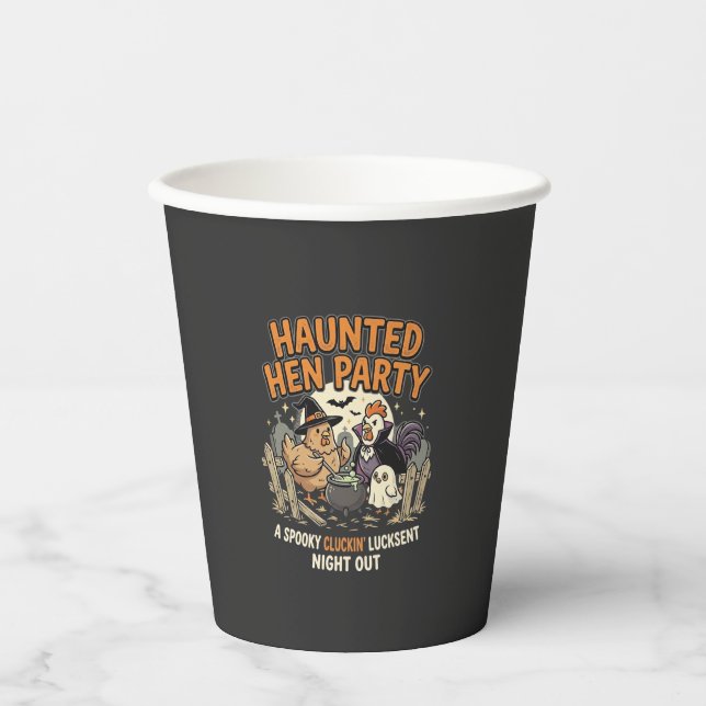 Vasos De Papel Fiesta de Halloween de gallina embrujada (Anverso)