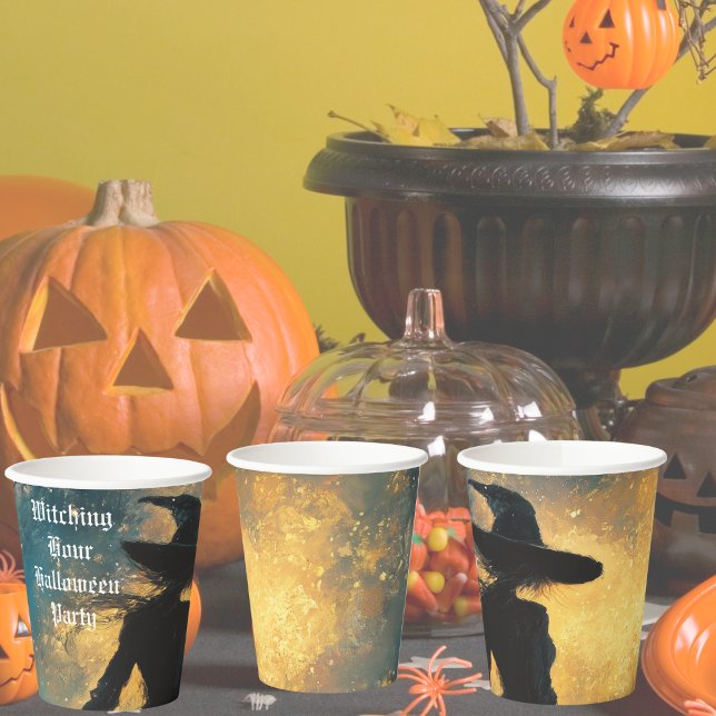 Vasos De Papel Fiesta de Halloween de la Hora de Testigos (Witching Hour Halloween Party Paper Cups)