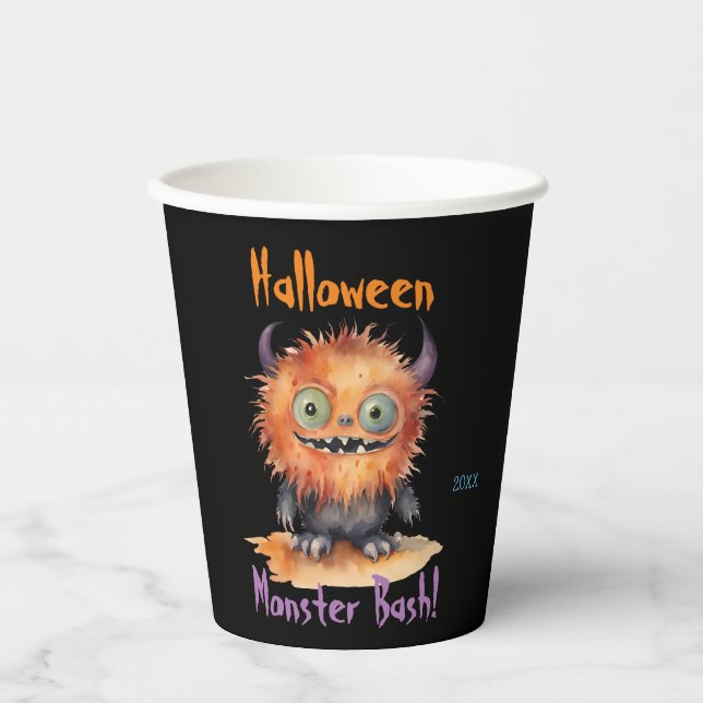 Vasos De Papel Fiesta de Halloween de Monstruo Cutáneo (Anverso)