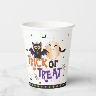 Vasos De Papel Fiesta de Halloween de Truco o Trato Murciélago y