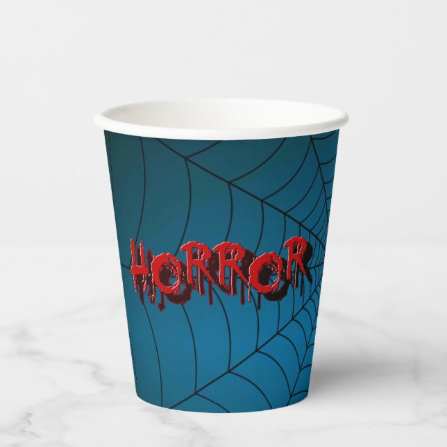 Vasos De Papel Fiesta de Halloween Escándalo del horror rojo Arañ (Anverso)
