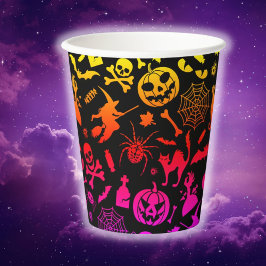 Vasos De Papel Fiesta de Halloween Feliz Halloween neon espeluzna