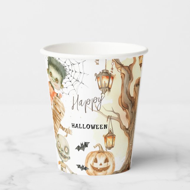 Vasos De Papel Fiesta de Halloween para Niños (Anverso)
