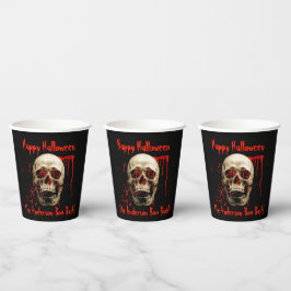 Vasos De Papel Fiesta de Halloween Rojo y Negro de Skull
