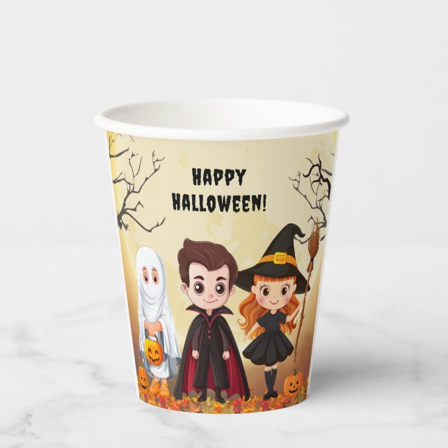 Vasos De Papel Fiesta de Halloween Spooktacular para niños (Anverso)