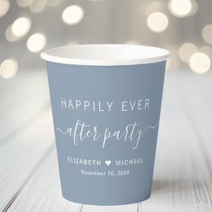 Vasos De Papel Fiesta de Happily Ever After Boda Azul Polvoriento