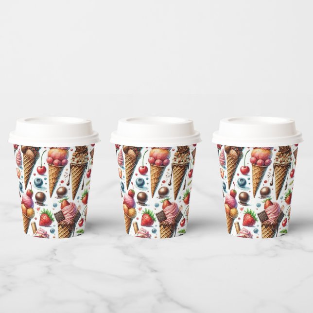 Vasos De Papel Fiesta de Heladería (Multi)