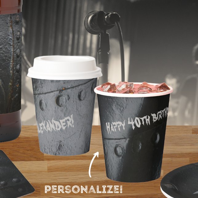 Vasos De Papel Fiesta de hombre de estilo loft metalizado negro (Subido por el creador)