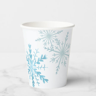 Vasos De Papel Fiesta de Invierno Acuarela Copo de Nieve Azul Cla