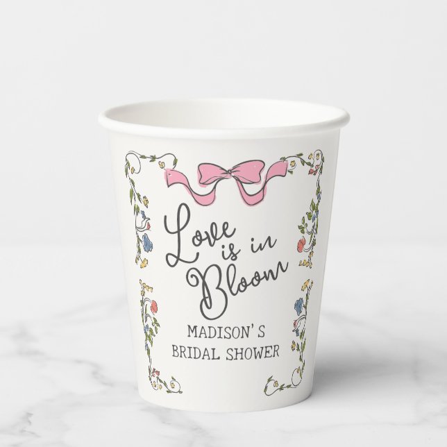 Vasos De Papel Fiesta de Jardín caprichoso Doodle Floral Bridal S (Reverso )