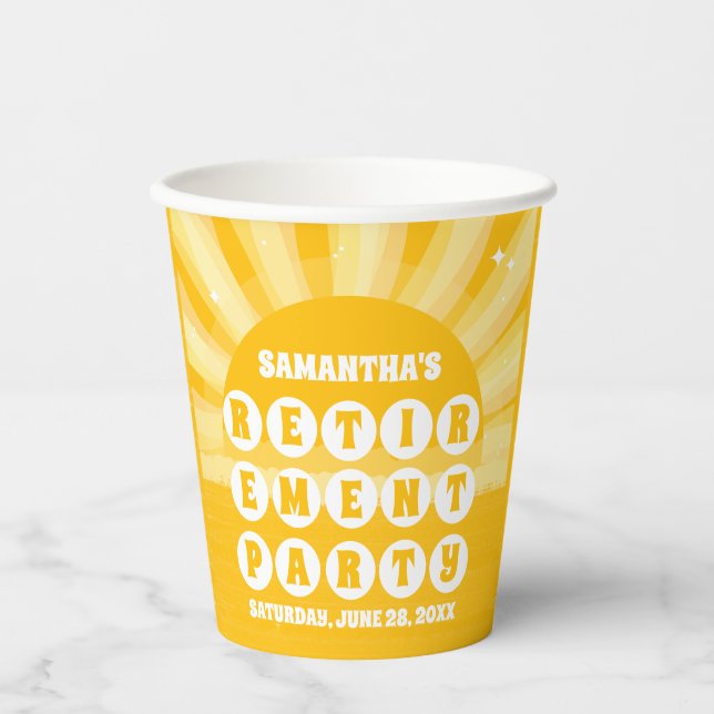 Vasos De Papel Fiesta de Jubilación Amarillo Sunshine (Anverso)
