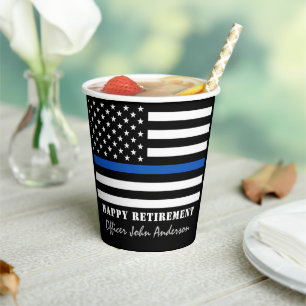 Vasos De Papel Fiesta de Jubilación de la Policía con Bandera A