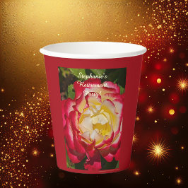 Vasos De Papel Fiesta de Jubilación Rosa Roja y Dorada Floral Mac