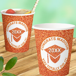 Vasos De Papel Fiesta de la escuela elegante del Grad Glam Naranj