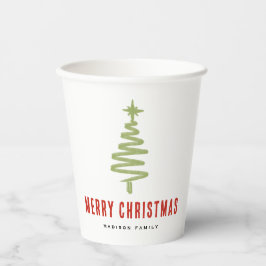 Vasos De Papel Fiesta de la familia Green & Red Christmas Tree