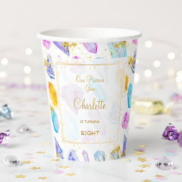 Vasos De Papel Fiesta de la Gema de Cumpleaños Crystals Chica acu