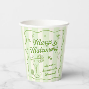 Vasos De Papel Fiesta de la Margarita Verde Bachelorette