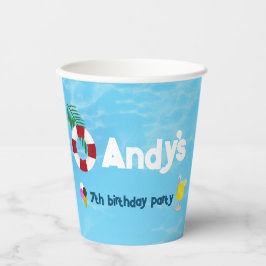 Vasos De Papel Fiesta de la piscina de cumpleaños