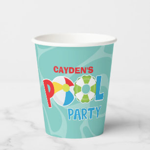Vasos De Papel Fiesta de la piscina Niño Rojo Azul Copas de papel