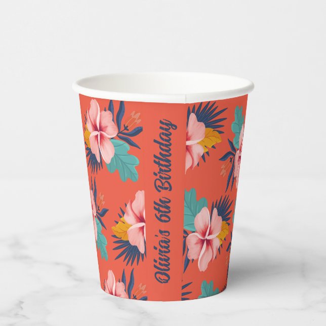 Vasos De Papel Fiesta de la piscina tropical de verano de Luau (Derecha)