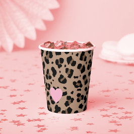 Vasos De Papel Fiesta de Leopardo y Rosa