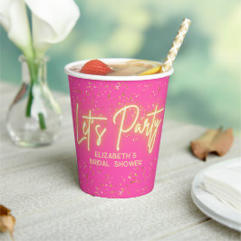 Vasos De Papel Fiesta de Let's Party moderna con rosa caliente y 